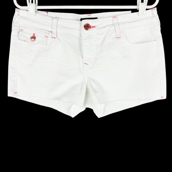 True Religion Women's Joey Cut-off Low Rise Flap Optic White Shorts Size 30 NWT - Picture 1 of 13